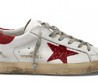 Кеды Golden Goose Superstar белые с красной звездой