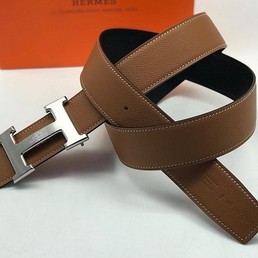 Мужской кожаный ремень Hermes коричневый