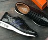 Мужские кроссовки из кожи крокодила Hermes черные