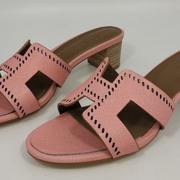 Мюли на каблуке Hermes розовые