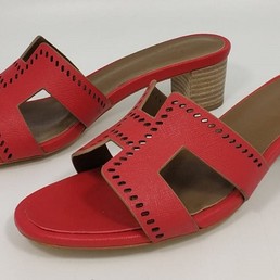 Мюли на каблуке Hermes красные