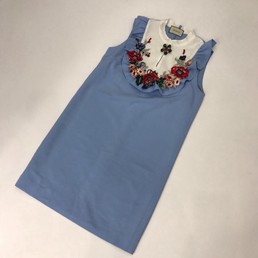 Женское платье Gucci голубое с цветами