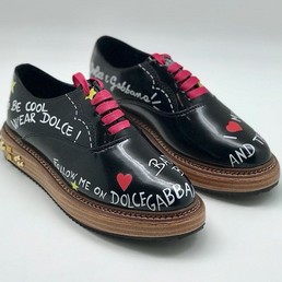 Женские черные кожаные ботинки Dolce&Gabbana