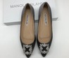 Женские атласные балетки Manolo Blahnik Hangisiflat серые