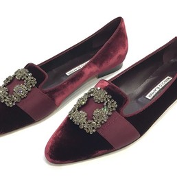 Лоферы Manolo Blahnik Hangisiflat бордовые