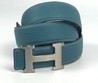 Мужской ремень Hermes кожаный голубой