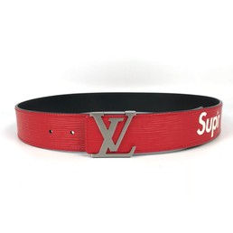 Кожаный ремень Louis Vuitton Supreme красный