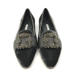 Лоферы Manolo Blahnik Hangisiflat серые