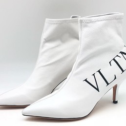 Ботильоны Valentino Garavani Rockstud белые кожаные