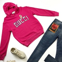 Толстовка Gucci красная c принтом