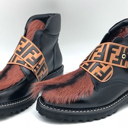 Ботинки Fendi черные кожаные