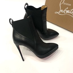 Ботильоны Christian Louboutin Pigalle черные на танкетке