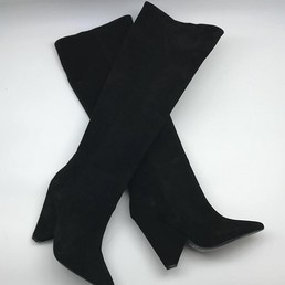 Сапоги замшевые Saint Laurent черные