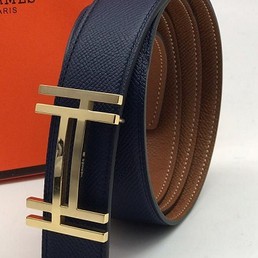 Кожаный синий ремень Hermes