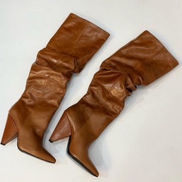 Сапоги кожаные Saint Laurent коричневые