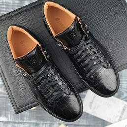 Мужские кроссовки из кожи крокодила Brioni черные