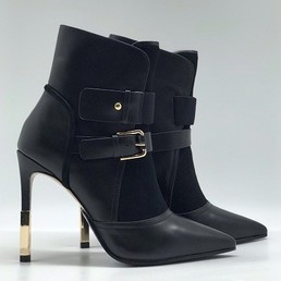 Кожаные ботильоны Balmain черные на высоком каблуке