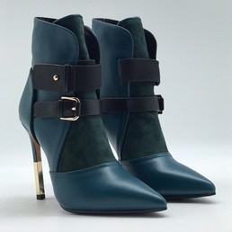 Кожаные ботильоны Balmain на высоком каблуке