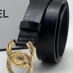 Женский ремень Chanel черный кожаный
