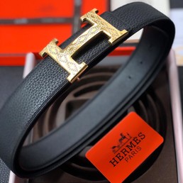 Hermes черный кожаный ремень