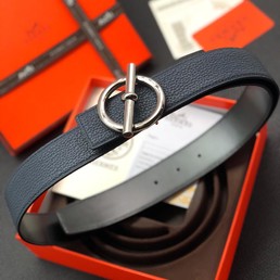 Hermes мужской кожаный ремень с круглой пряжкой