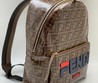 Кожаный рюкзак FENDI коричневый с логотипом