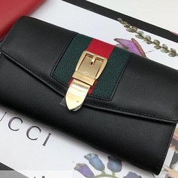 Черный кошелек Gucci кожаный