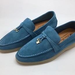 Голубые женские лоферы Loro Piana Open Walk