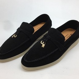 Черные женские лоферы Loro Piana Open Walk