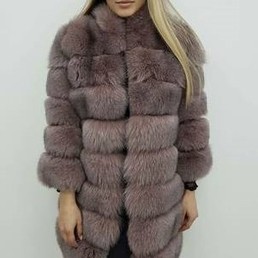 Шуба из песца воротник стойка (Черника)