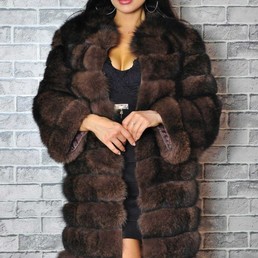 Шуба из песца воротник стойка (Соболь)