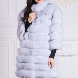 Шуба из песца воротник стойка (Колотый лед)