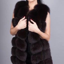 Меховой жилет из песца 70 см (Шоколад)