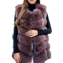 Меховой жилет из песца 70 см (Сиреневый)