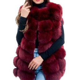 Меховой жилет из песца 70 см (Бордовый)