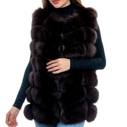 Меховой жилет из песца 70 см (Кофейный)