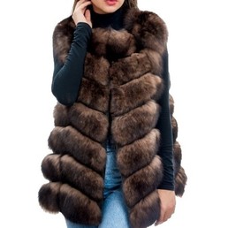 Меховой жилет из песца 70 см (Соболь)