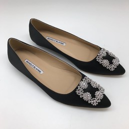 Балетки Manolo Blahnik Hangisiflat черные