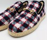 Текстильные лоферы Gucci Fria с мехом в клетку
