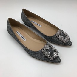 Балетки Manolo Blahnik Hangisiflat серые