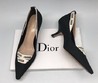Женские туфли Christian Dior черные на низком каблуке текстиль
