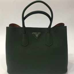 Женская кожаная сумка Prada Double Bag темно-зеленая