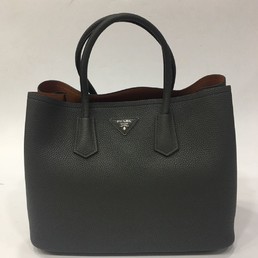 Женская кожаная сумка Prada Double Bag темно-серая