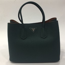 Женская кожаная сумка Prada Double Bag темно-синяя