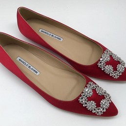 Балетки Manolo Blahnik Hangisiflat красные