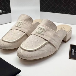 Мюли Chanel Cruise бежевые текстиль