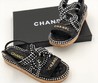 Черные кожаные сандалии Chanel