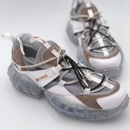 Белые кожаные кроссовки Jimmy Choo