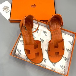 Оранжевые кожаные сандалии Hermes
