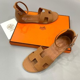 Коричневые кожаные сандалии Hermes